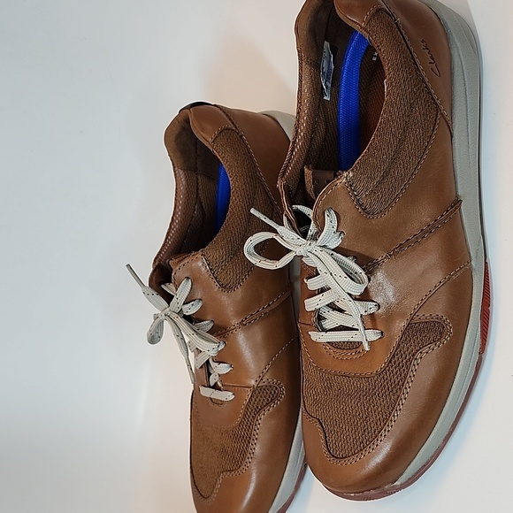 Clarks Men's Langton Race Dark Tan Leather Sneakers - Picture 5 of 7